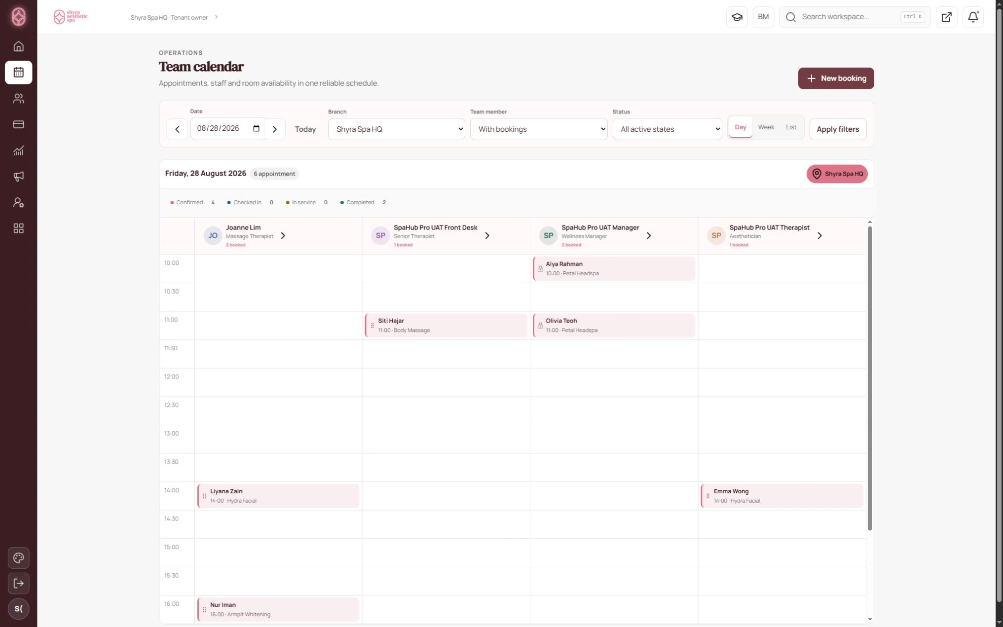 Paparan kalendar sistem menggunakan data contoh